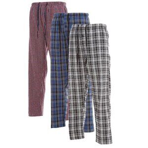 NEW DARESAY 3 Pack Red, Grey, Blue Plaid Pajama Pants Men's 2XL